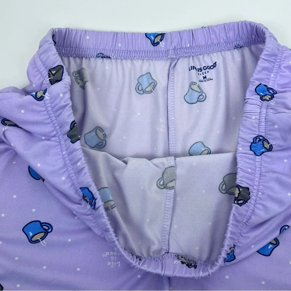 Life Is Good Sleep Women's PJ Shorts with Coffee Mug AOP Size M; Loungewear
